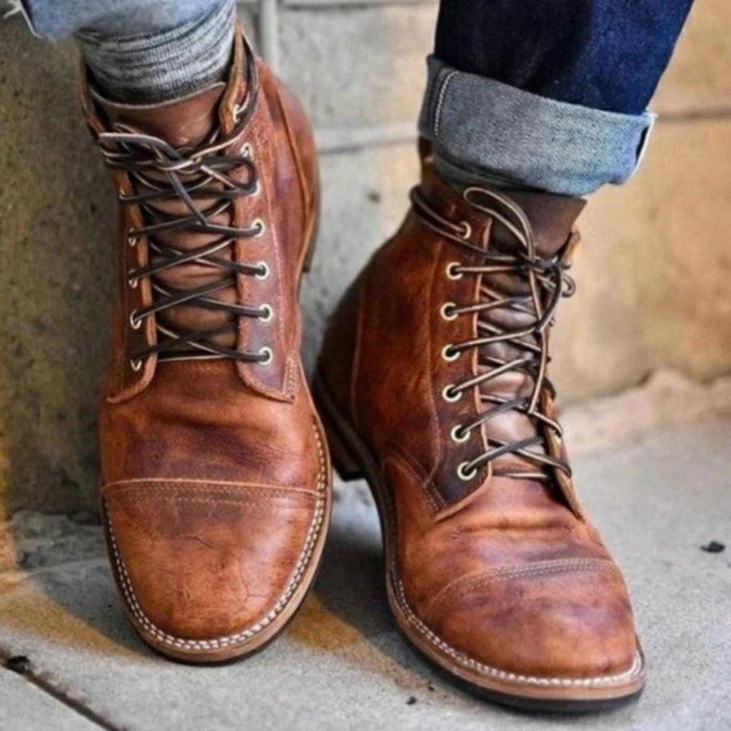 Men’s Vintage Lace Up Leather Style Ankle Boots