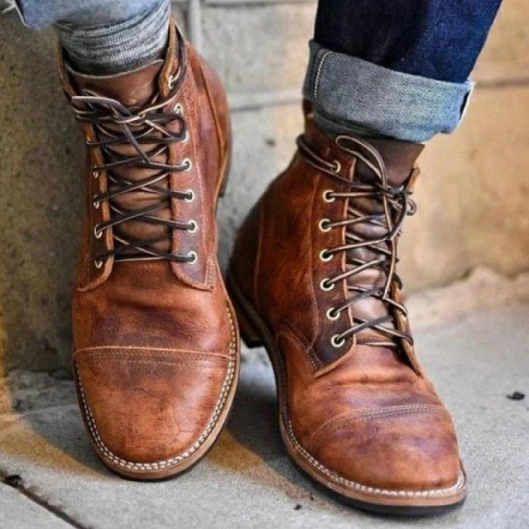 Men’s Vintage Lace Up Leather Style Ankle Boots