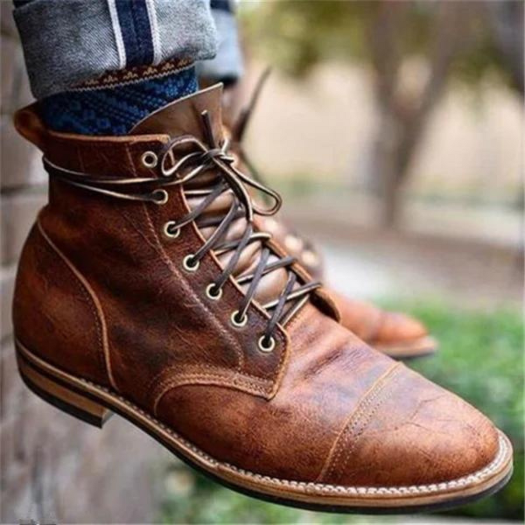 Men’s Vintage Lace Up Leather Style Ankle Boots