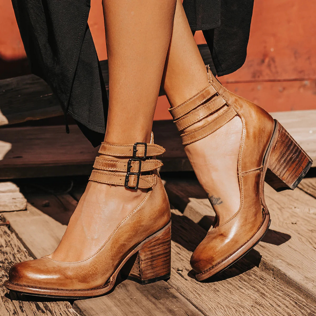 Chunky Heel Strap Shoes for Women Casual Vintage Style