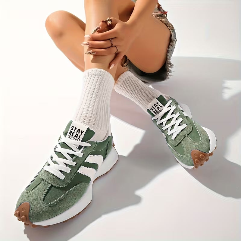 Casual Retro Women's Trainers with Suede Panels