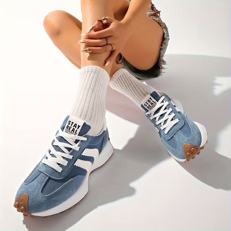 Casual Retro Women's Trainers with Suede Panels