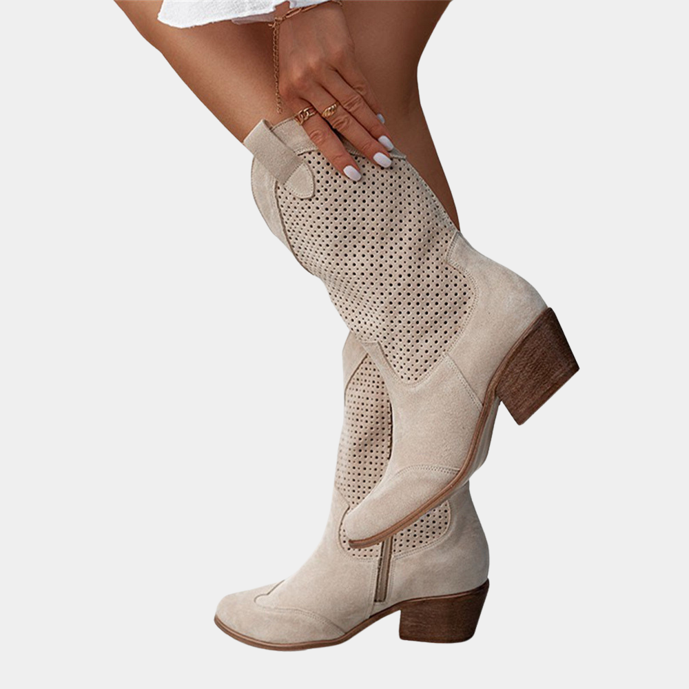 Women's Western Mid-Calf Chunky Heel Cowboy Boots