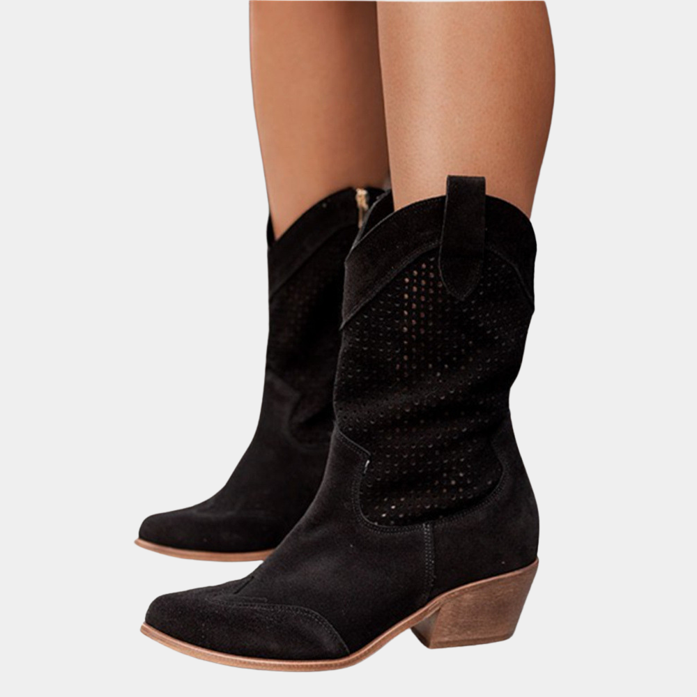 Women's Western Mid-Calf Chunky Heel Cowboy Boots