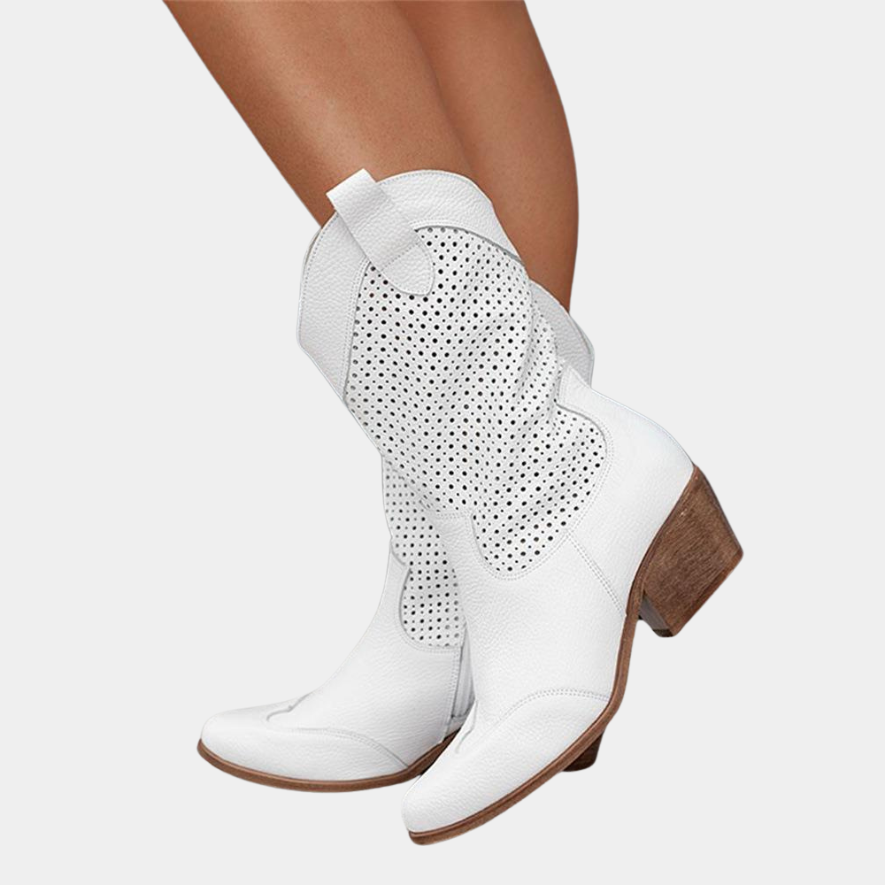 Women's Western Mid-Calf Chunky Heel Cowboy Boots